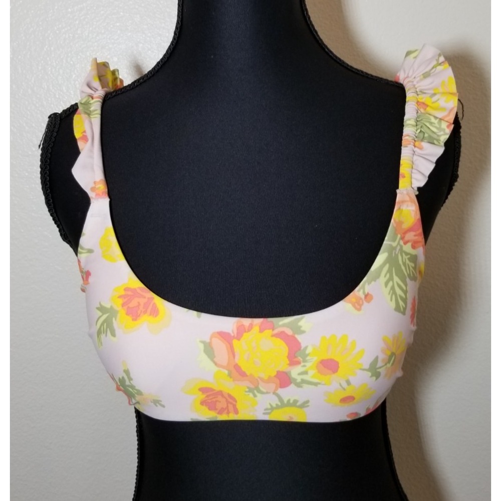Aerie Brown Floral Bikini Top Size Small Beach Swim Summer Festival Vacation NWT